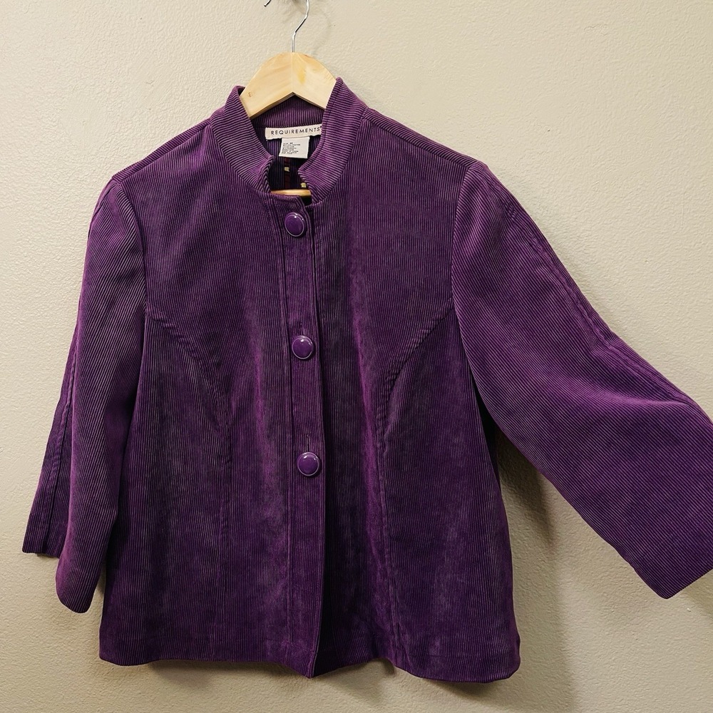 Requirements Groovy Purple Corduroy Jacket A Line 60s 70s Whimsygoth Grunge Sz M